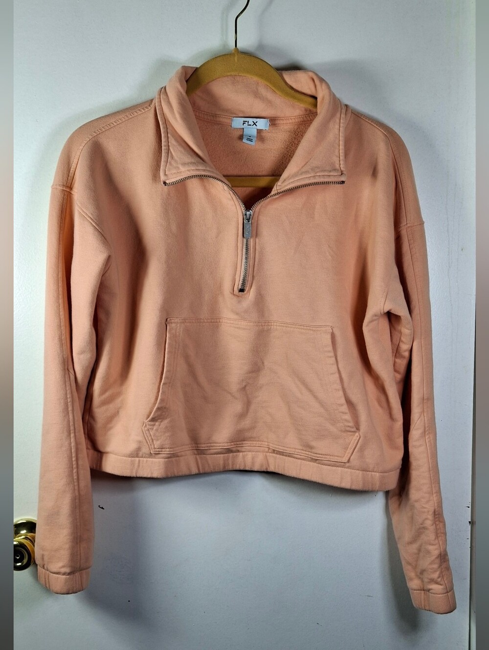 Womens Comfy Casual Soft Girl Athleisure Flx cropped half- zip sweatshirt Size M